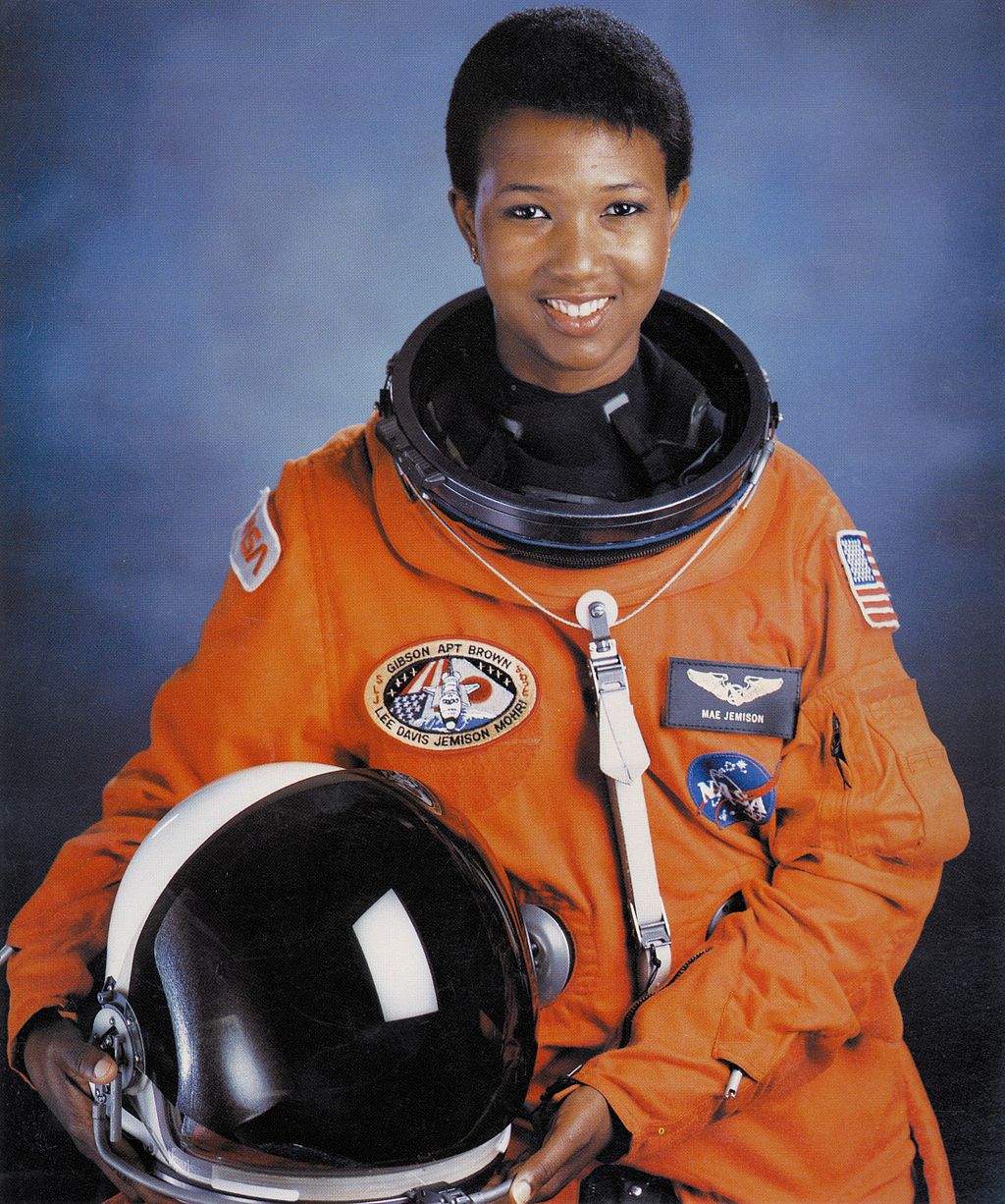 Photo portrait of Dr. Mae C Jemison, first African-American woman in space. Public domain image.