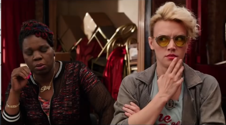 Patty Tolan and Dr. Jillian Holtzmann are not impressed with Kevin's claim. Patty: He did not just say that novels are the same as poison. Holtzmann: I think he did.